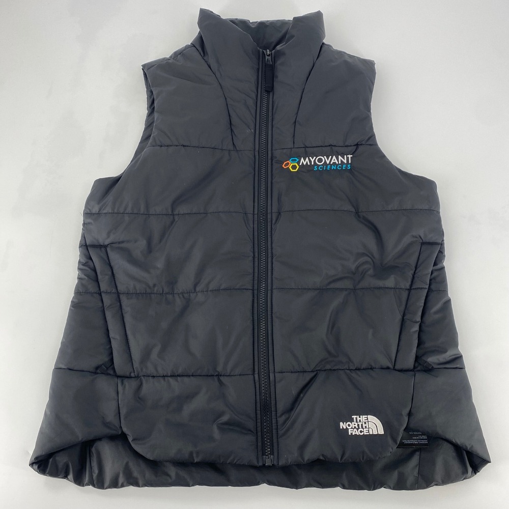 The North Face Womens Black Puffer Vest Myovant Sciences Corporate Logo Size M